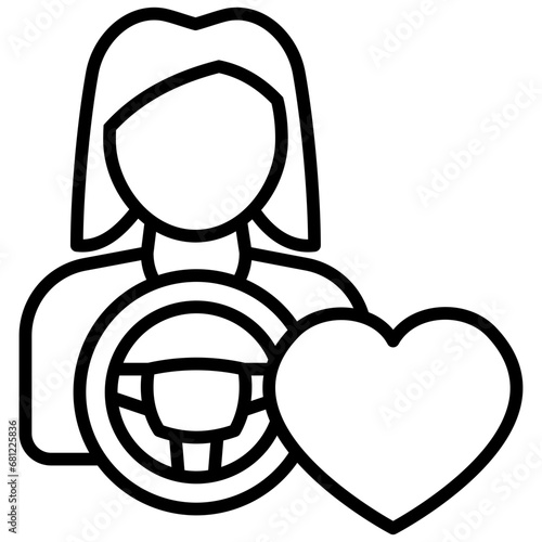 Favorite Driver black outline icon, related to transportation, ride sharing theme.
