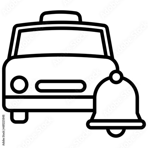 Bell black outline icon, related to transportation, ride sharing theme.