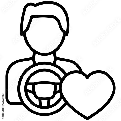 Favorite Driver black outline icon, related to transportation, ride sharing theme.