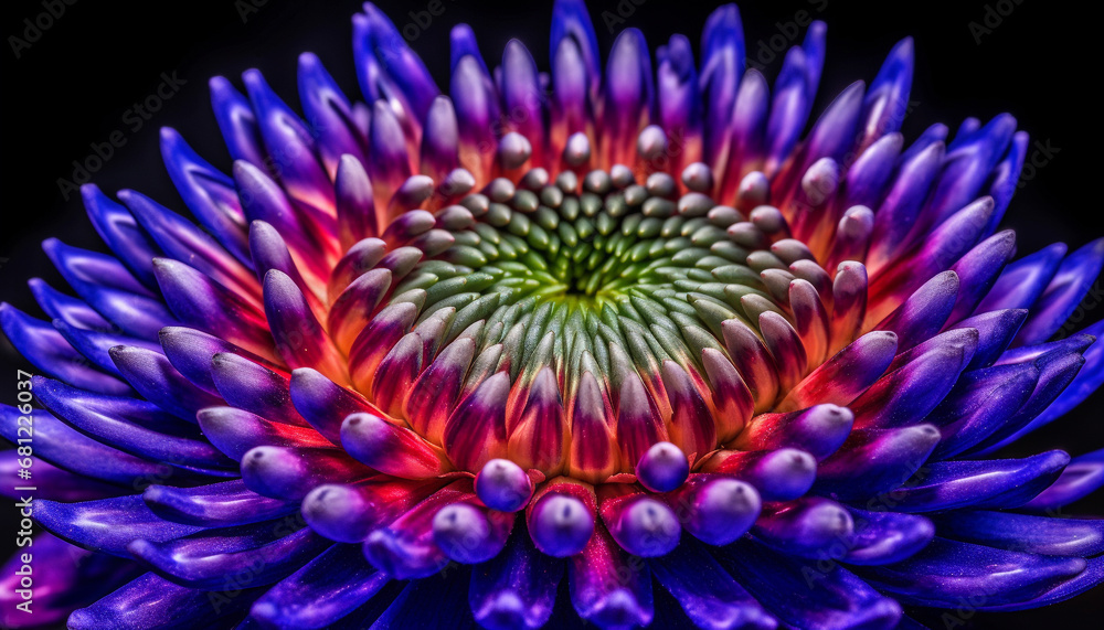 Close up of a vibrant, multi colored daisy in a formal garden generated by AI Close up of a vibrant, multi colored daisy in a formal garden generated by AI