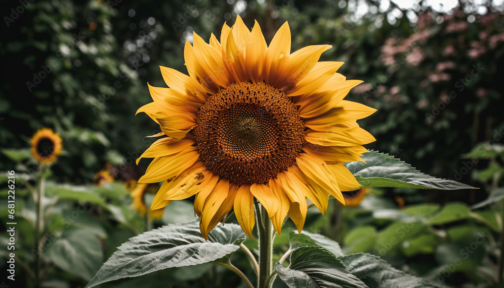 Obraz premium A vibrant yellow sunflower stands tall in the summer meadow generated by AI