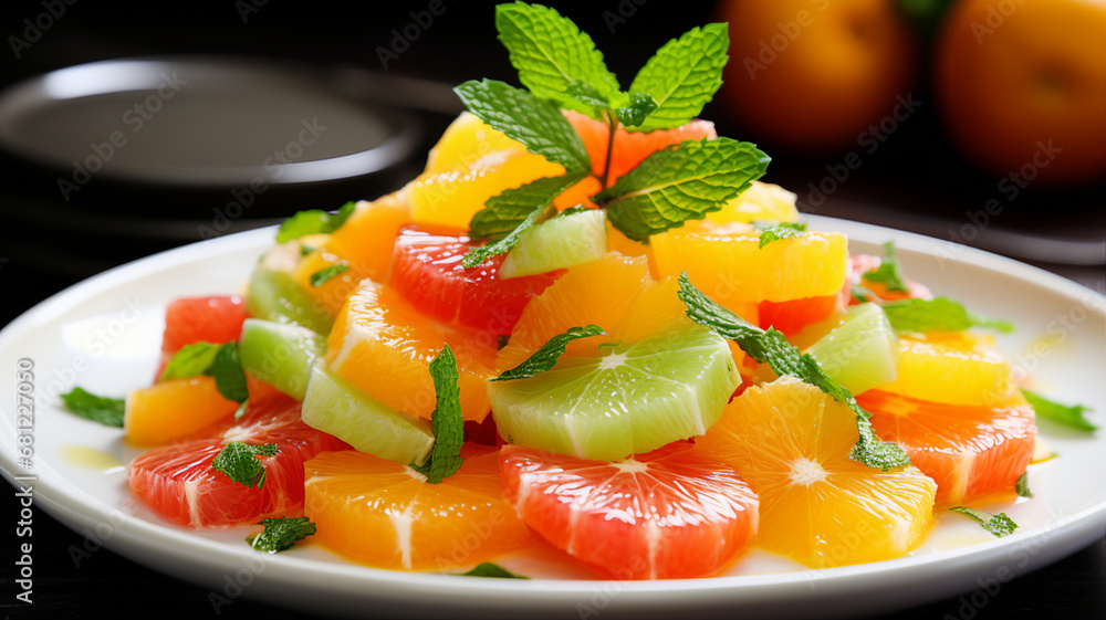 Refreshing Citrus Fruit Salad with Mint Garnish Refreshing Citrus Fruit Salad with Mint Garnish