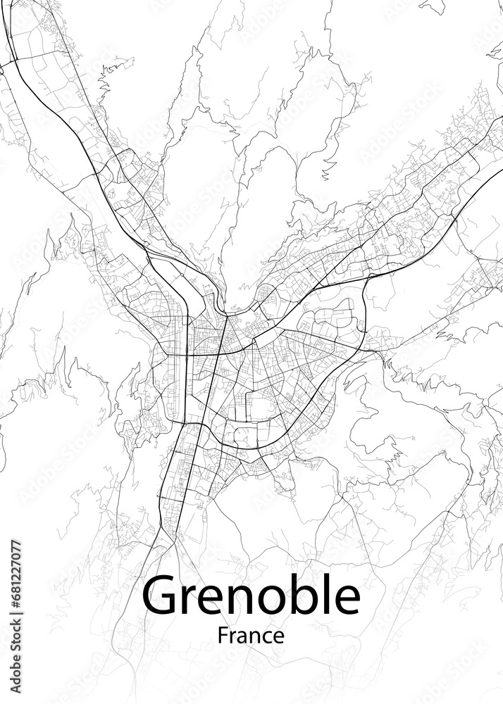 Grenoble France minimalist map