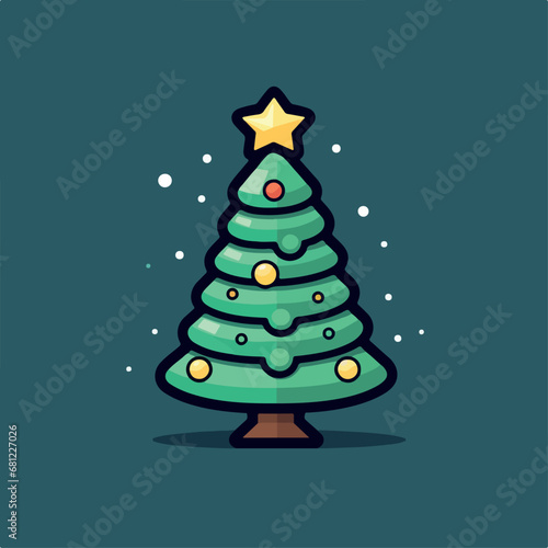 Vector christmas tree isolated. Beautiful shining christmas tree .  in cartoon  doodle style. 2d vector illustration in logo  icon style  Eps 10. AI Generative  