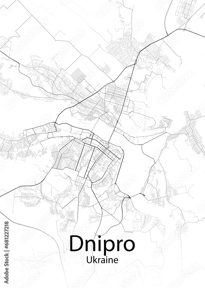 Dnipro Ukraine minimalist map
