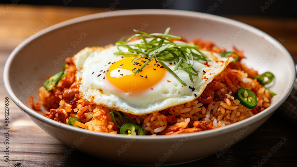 Savory and Spicy Kimchi Fried Rice with Fried Egg Savory and Spicy Kimchi Fried Rice with Fried Egg