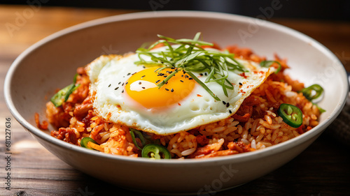Savory and Spicy Kimchi Fried Rice with Fried Egg