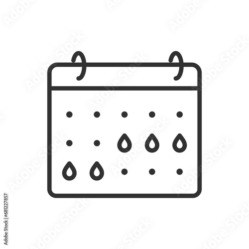 Calendar of menstruation, linear icon. Line with editable stroke