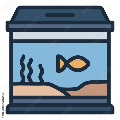 Fish Tank colorful filled line icon