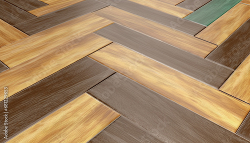 Geometric shapes of hardwood planks create modern parquet flooring design generated by AI