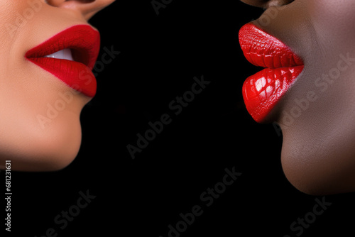photo close-up of two women's mouths