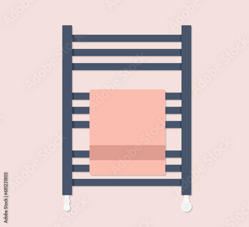 towel heater in the bathroom - vector illustration