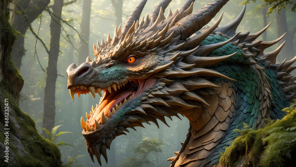 A dragon is a large magical legendary creature that appears in the folklore of multiple cultures worldwide. 4K - 8K - 12K TV. Generative AI.
