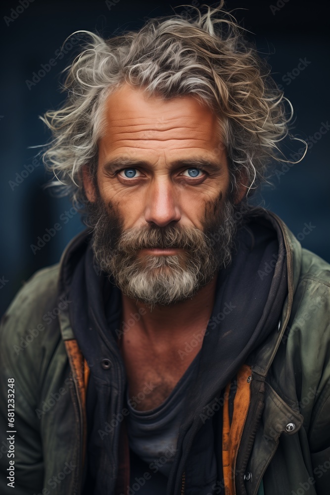 Homeless beggar man