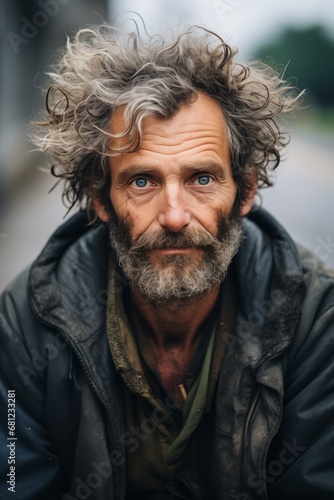 Homeless beggar man