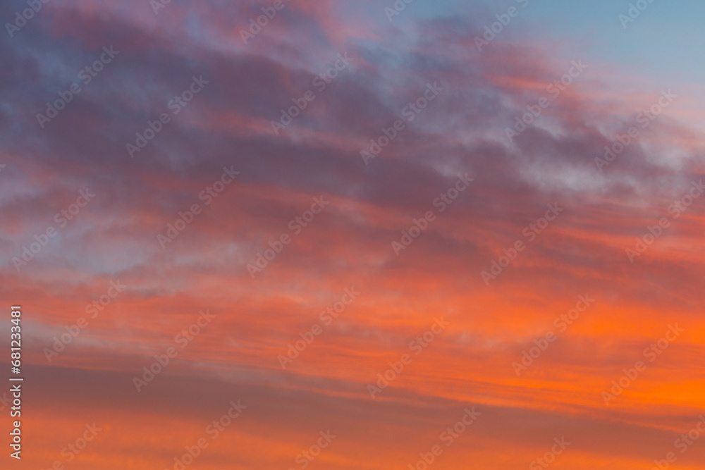 Beautiful orange cloud on sunset sky.
