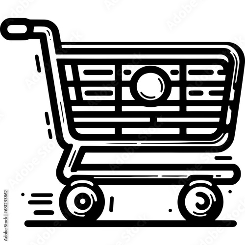 Shopping cart icon hand drawn vector design illustration