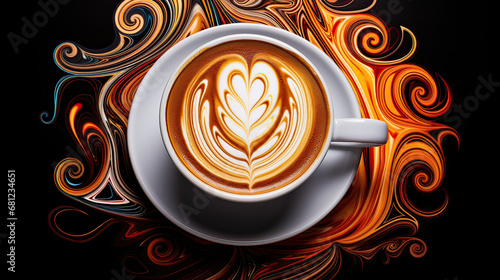 Modern art-inspired representation of cappuccino AI generative