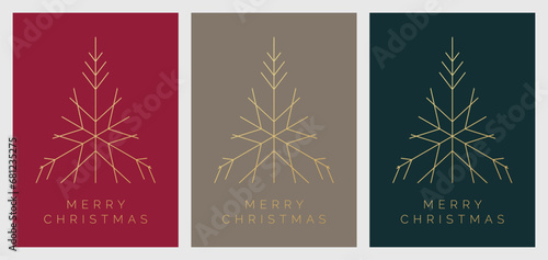 Christmas Card Vector Design Template. Set of Christmas Card Designs with Geometric Christmas Tree Illustration. Merry Christmas Greeting Card Concepts  photo