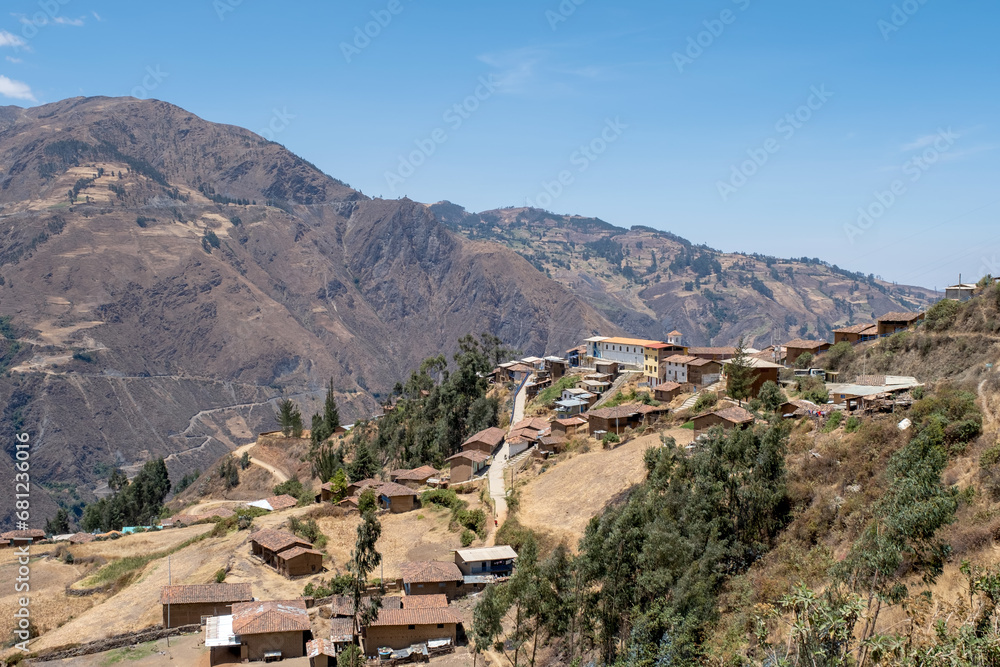 village of the mountainous landscapes of the Andes Mountains