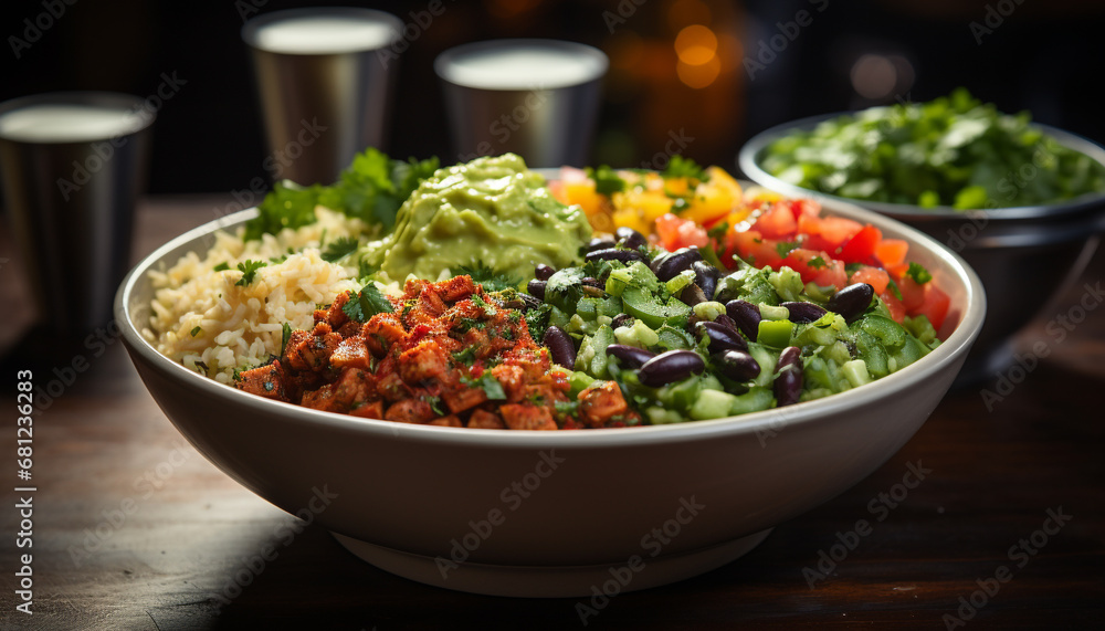 Freshness on a plate healthy salad with organic vegetables generated by AI Freshness on a plate healthy salad with organic vegetables generated by AI