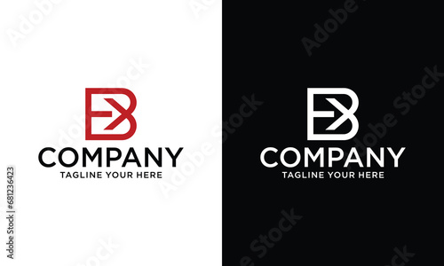 BE ,E B ,B ,E Abstract Letters Logo Monogram on a black and white background.