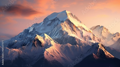 Capturing the Breathtaking Beauty of a Mountain Range at the Break of Day. Generative AI