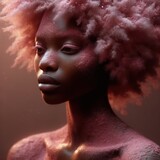 Collection of monochromatic pink portraits with African tribal influences.
