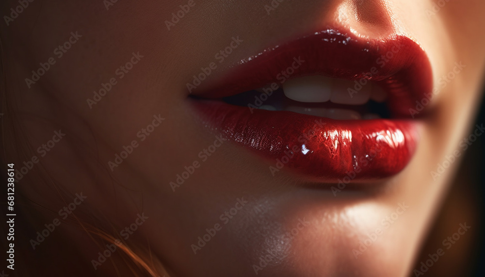 Obraz premium One beautiful woman, close up portrait, showcasing sensuality and elegance generated by AI