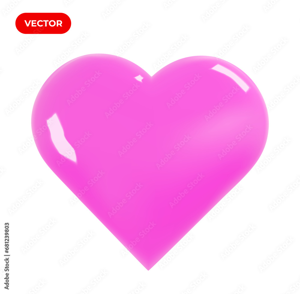 Red heart. Realistic 3d design icon heart symbol love. Valentine day symbol for decoration. Purple realistic heart. Vector illustration Red heart. Realistic 3d design icon heart symbol love. Valentine day symbol for decoration. Purple realistic heart. Vector illustration