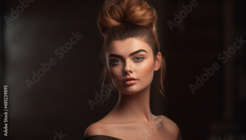 Beautiful woman with smooth skin and elegant hairstyle looking glamorous generated by AI