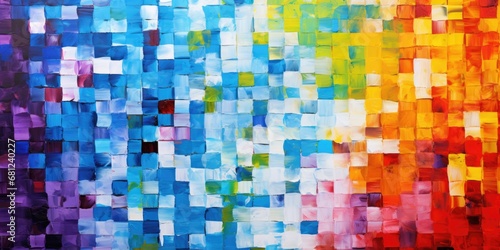 full frame colorful square paint texture art like background 
