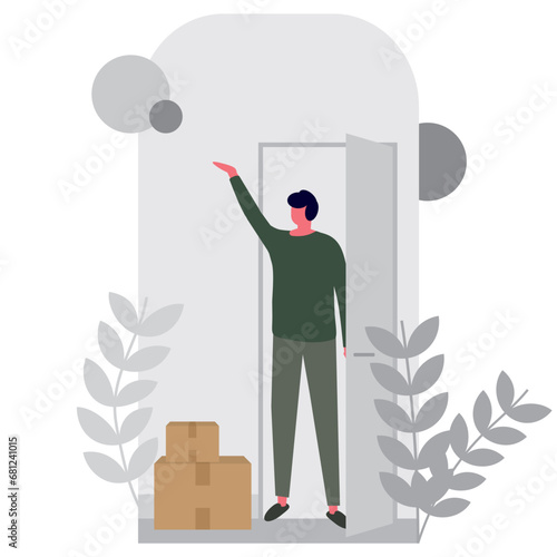 Door to door box delivery service with a satisfied customer.