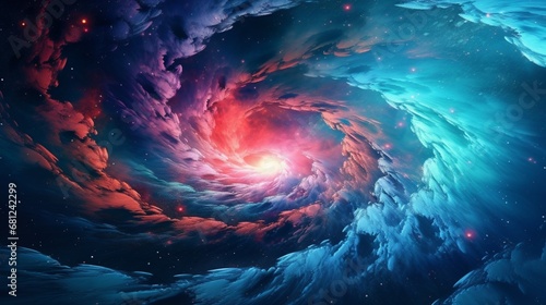 Spiral galaxy space colorful aesthetic vector stars wallpaper image AI generated art