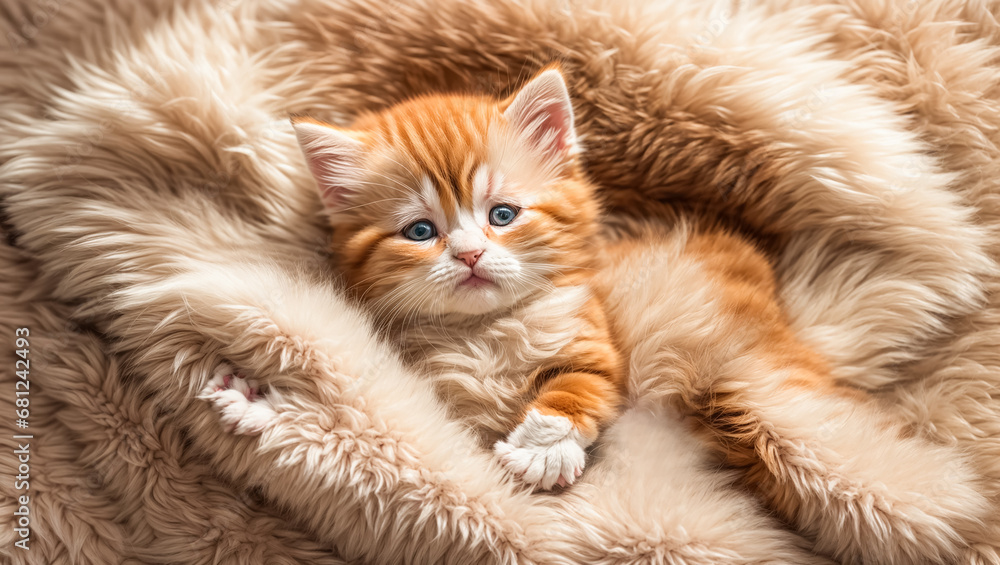 Cute kitten in a blanket
