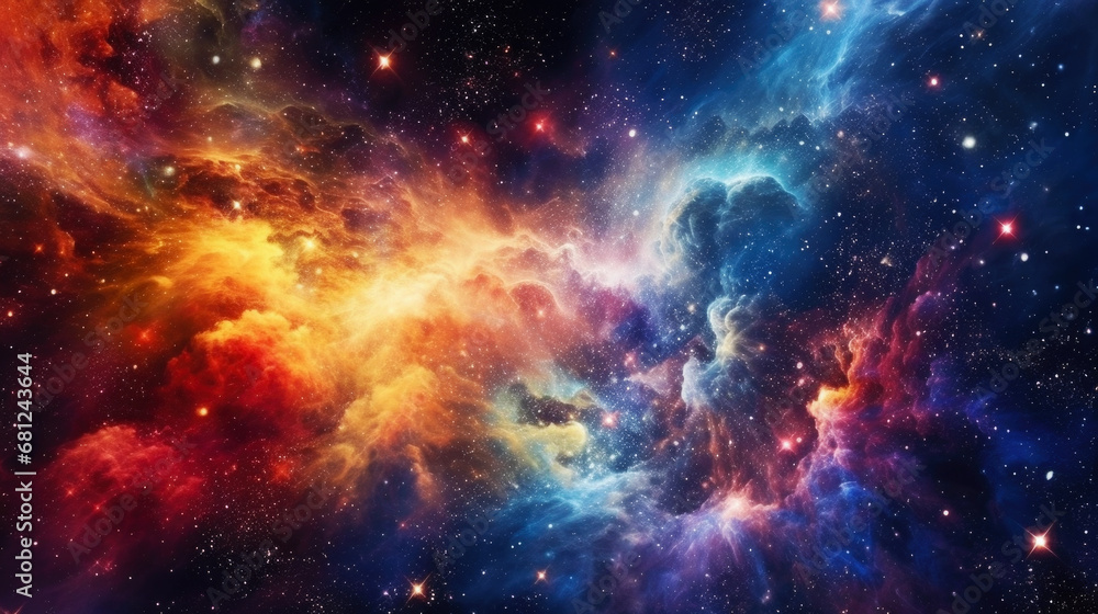 Universe Colorful Nebula Galaxies Space Background Banner - obrazy, fototapety, plakaty 