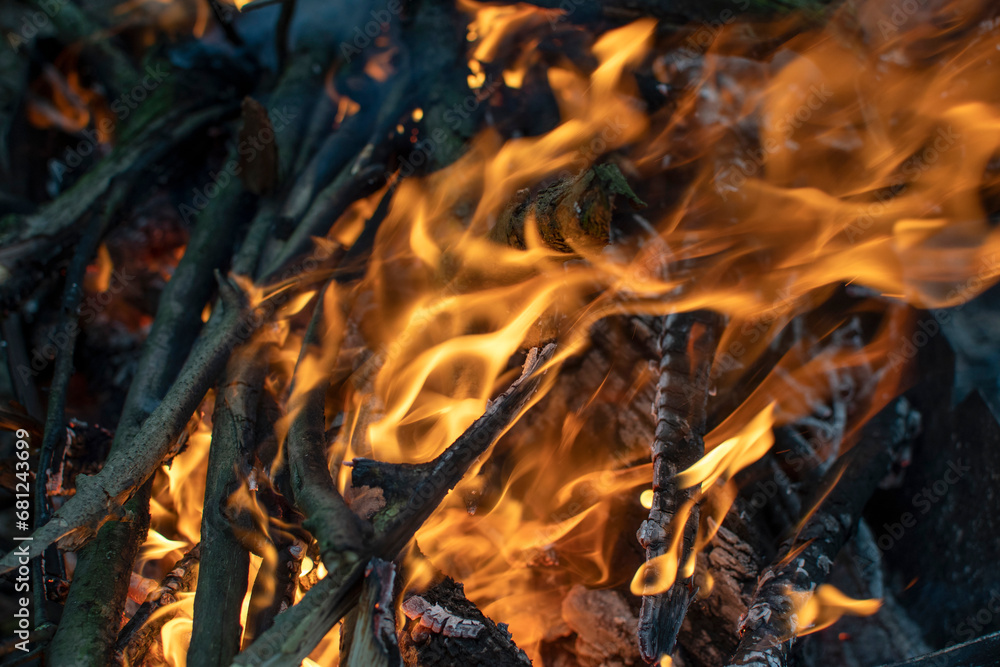 Closeup view of a flames of a fire Closeup view of a flames of a fire