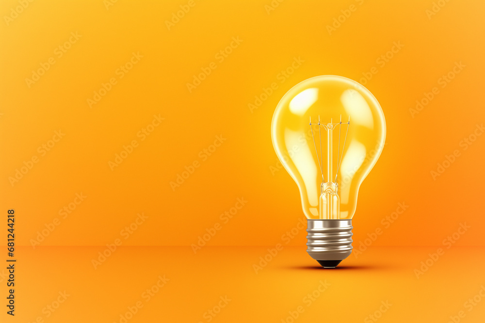 Light bulb on orange background Light bulb on orange background