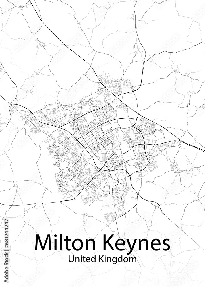 Milton Keynes United Kingdom minimalist map