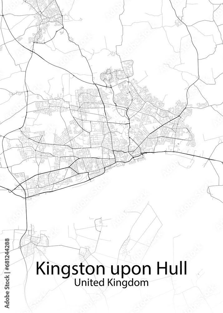 Kingston upon Hull United Kingdom minimalist map