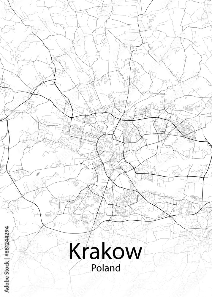 Krakow Poland minimalist map