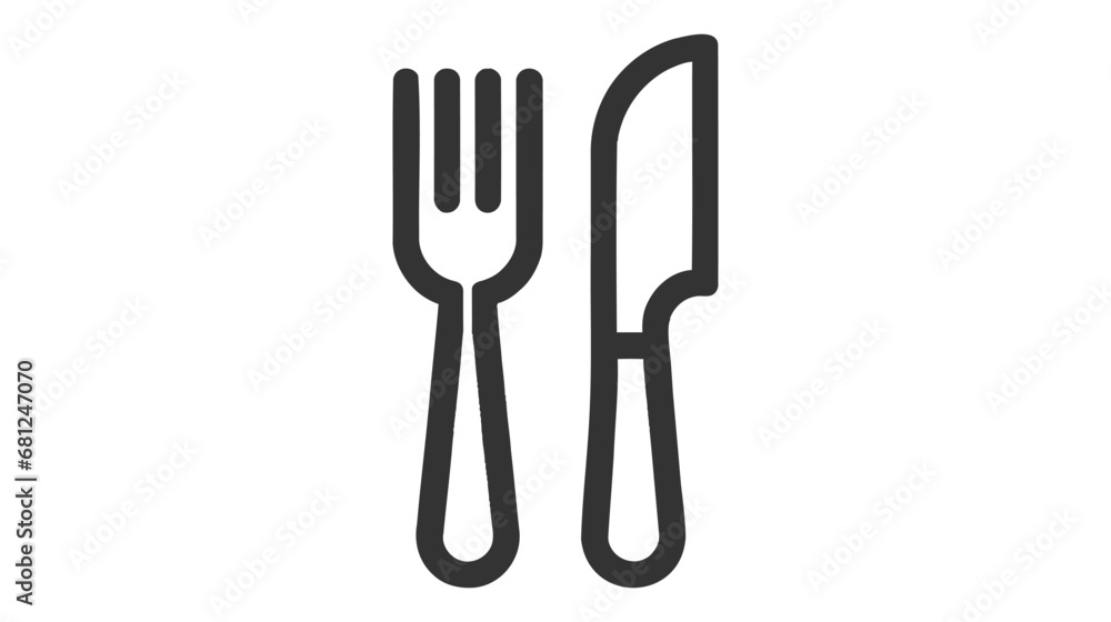 Fork and knife. linear icon. Line with Editable stroke Fork and knife. linear icon. Line with Editable stroke