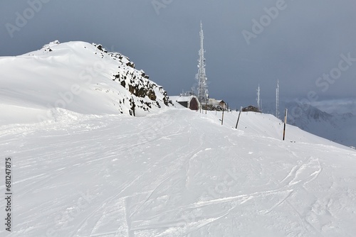 Skiing slopes on the top