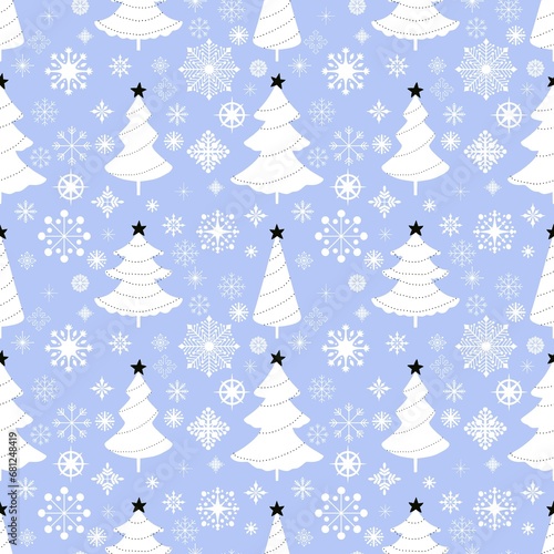 Cartoon retro seamless Christmas tree and balls pattern for wrapping paper and fabrics and linens and kids