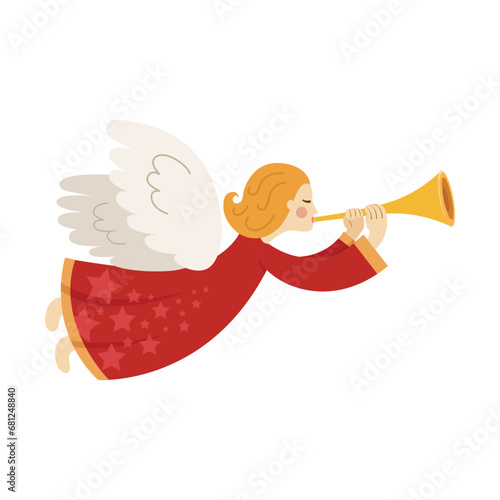 angel trumpets christmas symbol in beautiful merry christmas