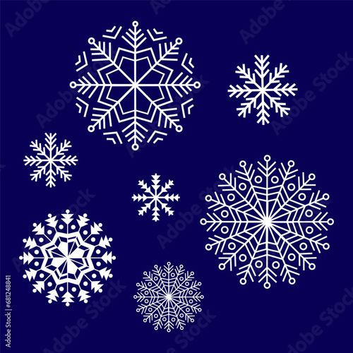 Seamless pattern with black snowflakes on background