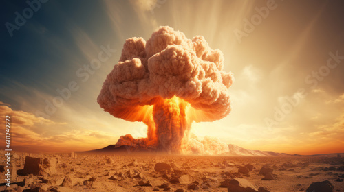 Nuclear explosion in a desert photo