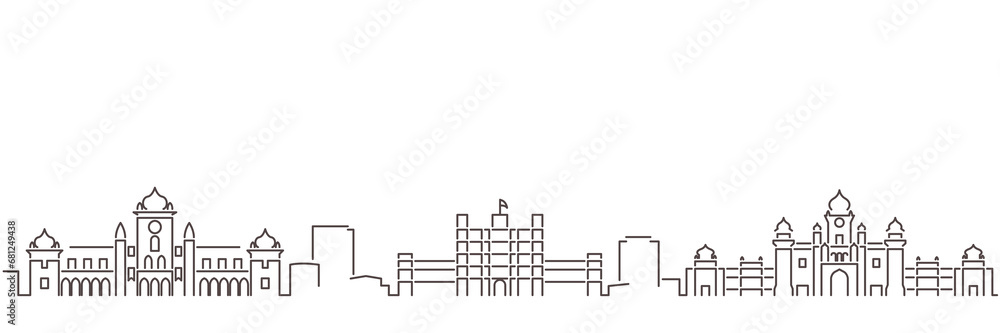 Indore Dark Line Simple Minimalist Skyline With White Background