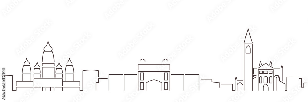 Kanpur Dark Line Simple Minimalist Skyline With White Background Kanpur Dark Line Simple Minimalist Skyline With White Background