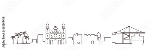Las Palmas Dark Line Simple Minimalist Skyline With White Background
